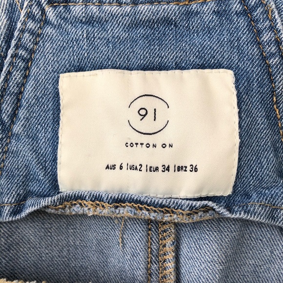 Cotton On Light Wash Denim Overall Shorts Size S - Picture 7 of 8